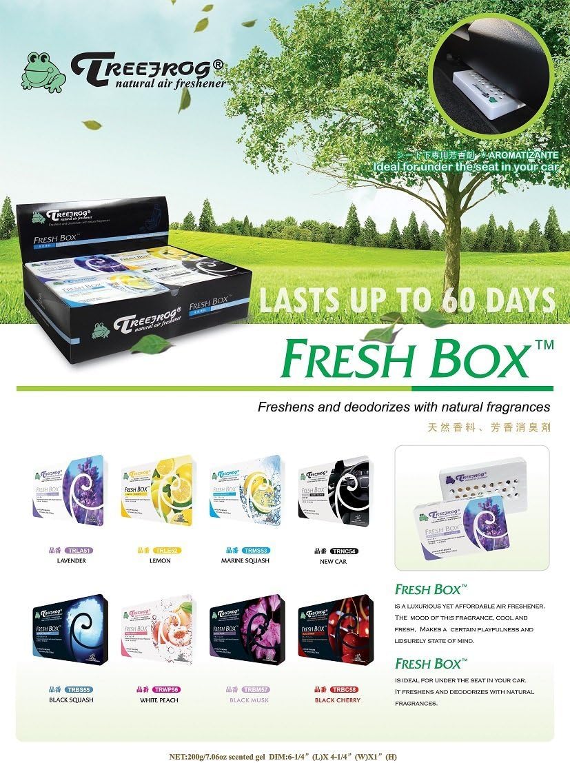 6 Pack Treefrog Natural Air Freshener Fresh Box (AKA Xtreme Fresh) White Peach Scent - Lovely scent of floral and fresh peach fragrance