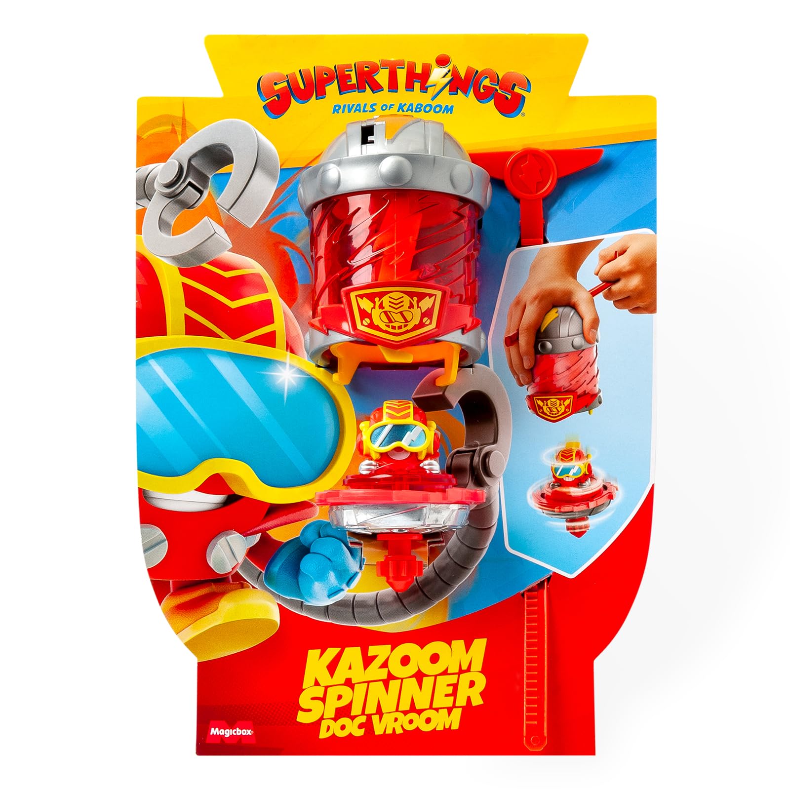 SUPERTHINGS KAZOOM Power – Kazoom Spinner – Doc Vroom. Incluye 1 Cápsula Kazoom, 1 peonza Kazoom y 1 Tira.