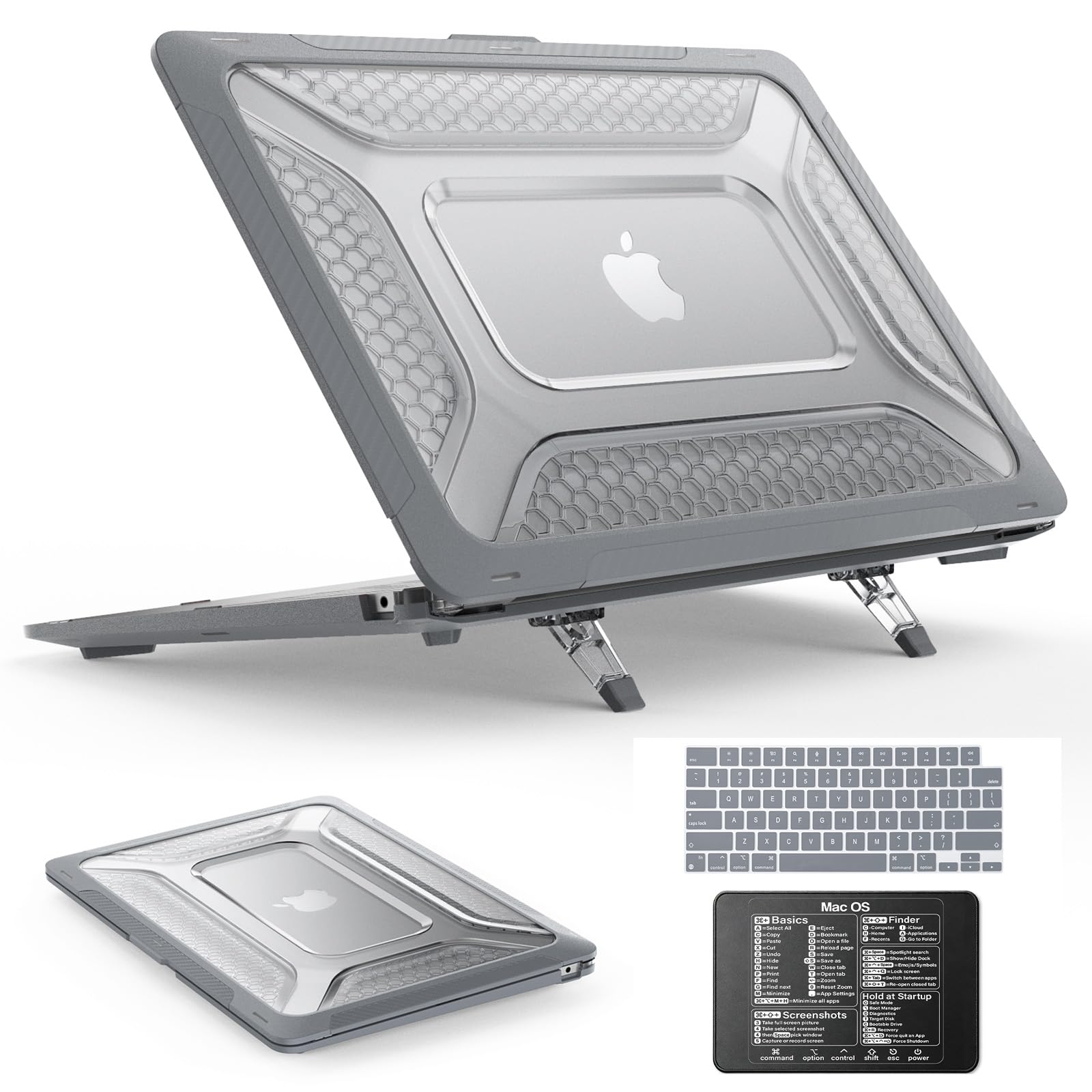SEYMAC stock Case for MacBook Air 15 inch, Shock-Absorbing Protection with Folding Stand &amp;Mouse Pad Case for MacBook Air 15 inch, Gray