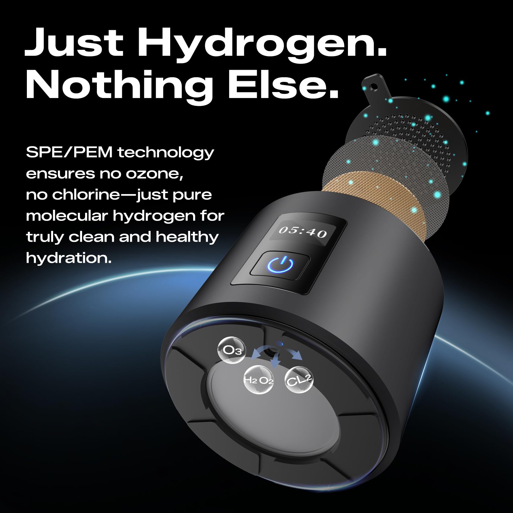 PUREPEBRIX Generador de botellas de agua de hidrógeno (plateado) - Hasta 6360 PPB - Generador H2 certificado - Tecnología SPE/PEM - - Sistema portátil de hidratación y rendimiento atlético