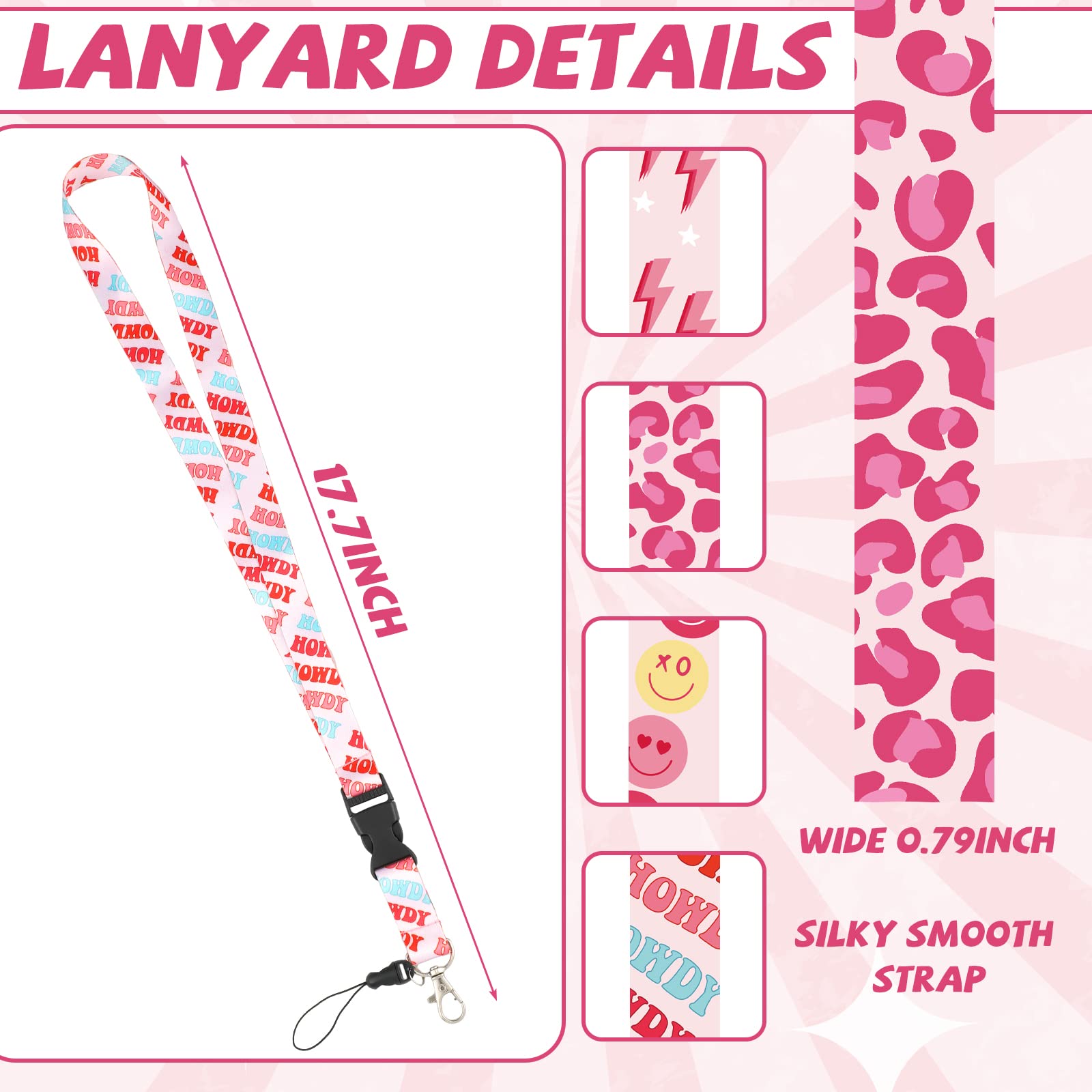 Lincia 4 Pack Preppy ID Badge Holder With Lanyard Preppy