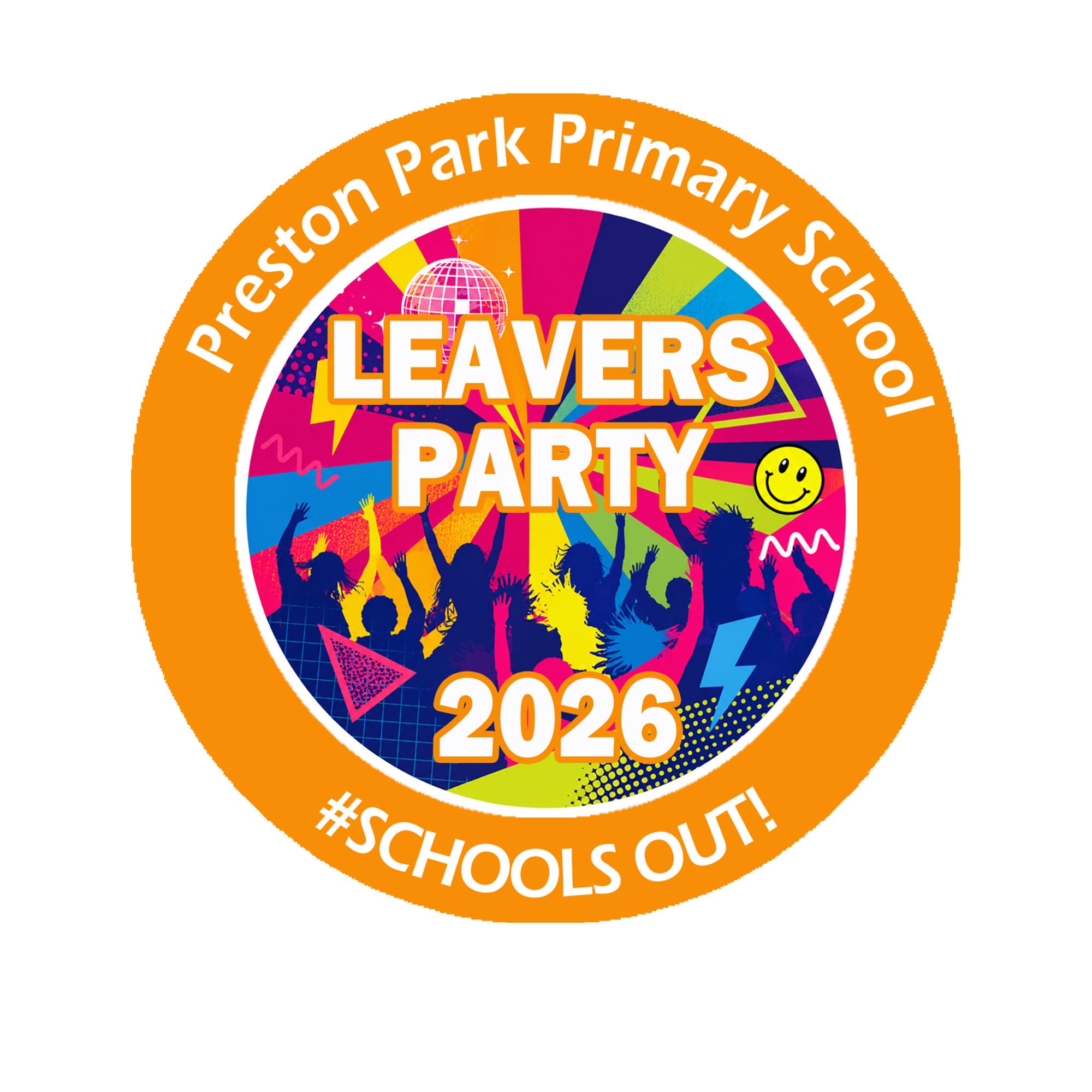 Personalised Class of 26 Leavers Party Stickers – Round Labels for Party Bags, Keepsakes, or Celebration Favours – Memorable Graduation Send-Off - 35 Stickers - Orange