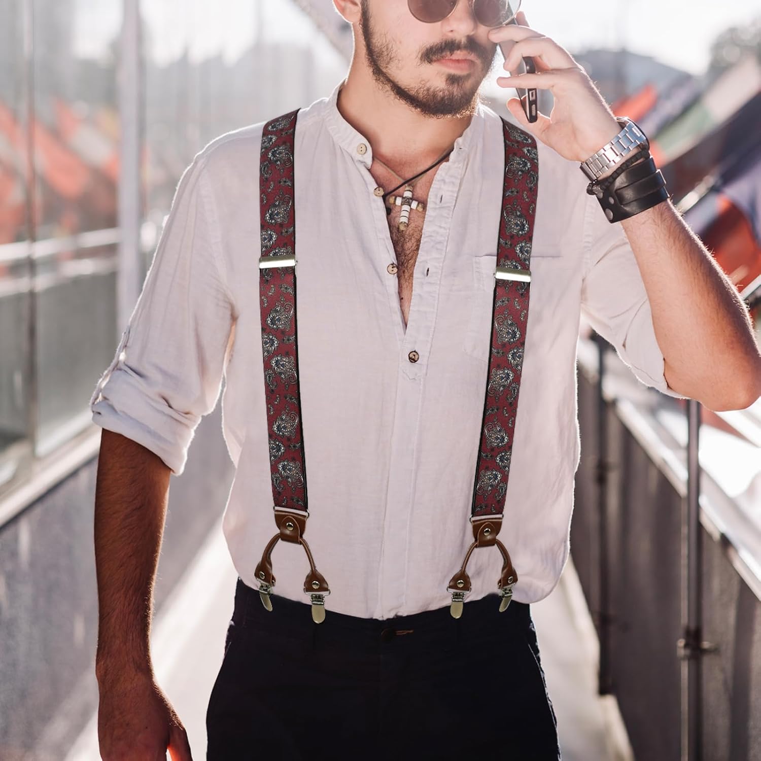 Suspenders for Men with Strong Clips, 1.4 Inches Wide Heavy Duty Men's Suspenders Y-Back for Work Jeans - Image 4