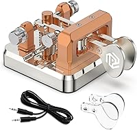 Vista 7 de CW Key Morse Code Key Morse Telegraph Key Morse Code Key Aleación de aluminio CW Base cuadrada roja (gris)