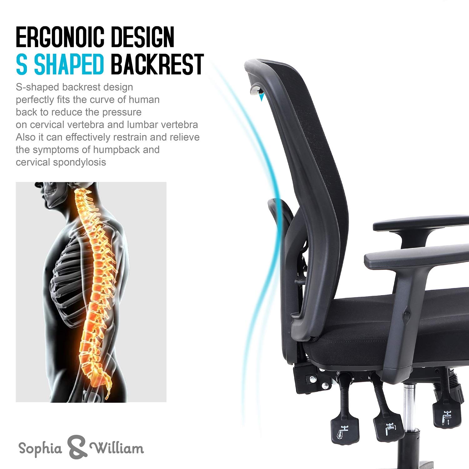 Sophia & William Ergonomic Rocking Mesh Office Desk Chair High Back