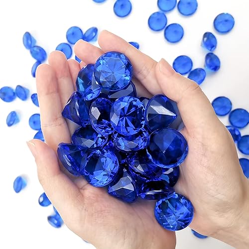 Miniatura 5 de 100 piezas de diamantes acrílicos, diamantes acrílicos azules de 1 pulgada, diamantes falsos grandes, diamantes acrílicos para rellenar jarrones,
