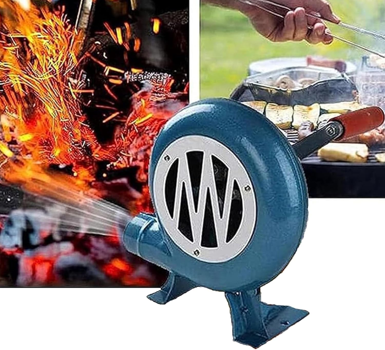 Manual Barbecue Fan Hand Crank Air Blower, Popcorn Blower, Metal Blade, with Hand Crank Tool (150W)