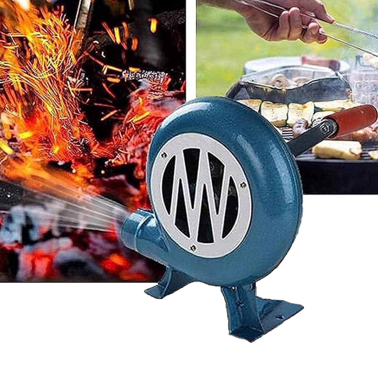 Ręczna dmuchawa do grilla, korba ręczna, dmuchawa do popcornu, metalowe ostrze, z korbą ręczną (350 W)