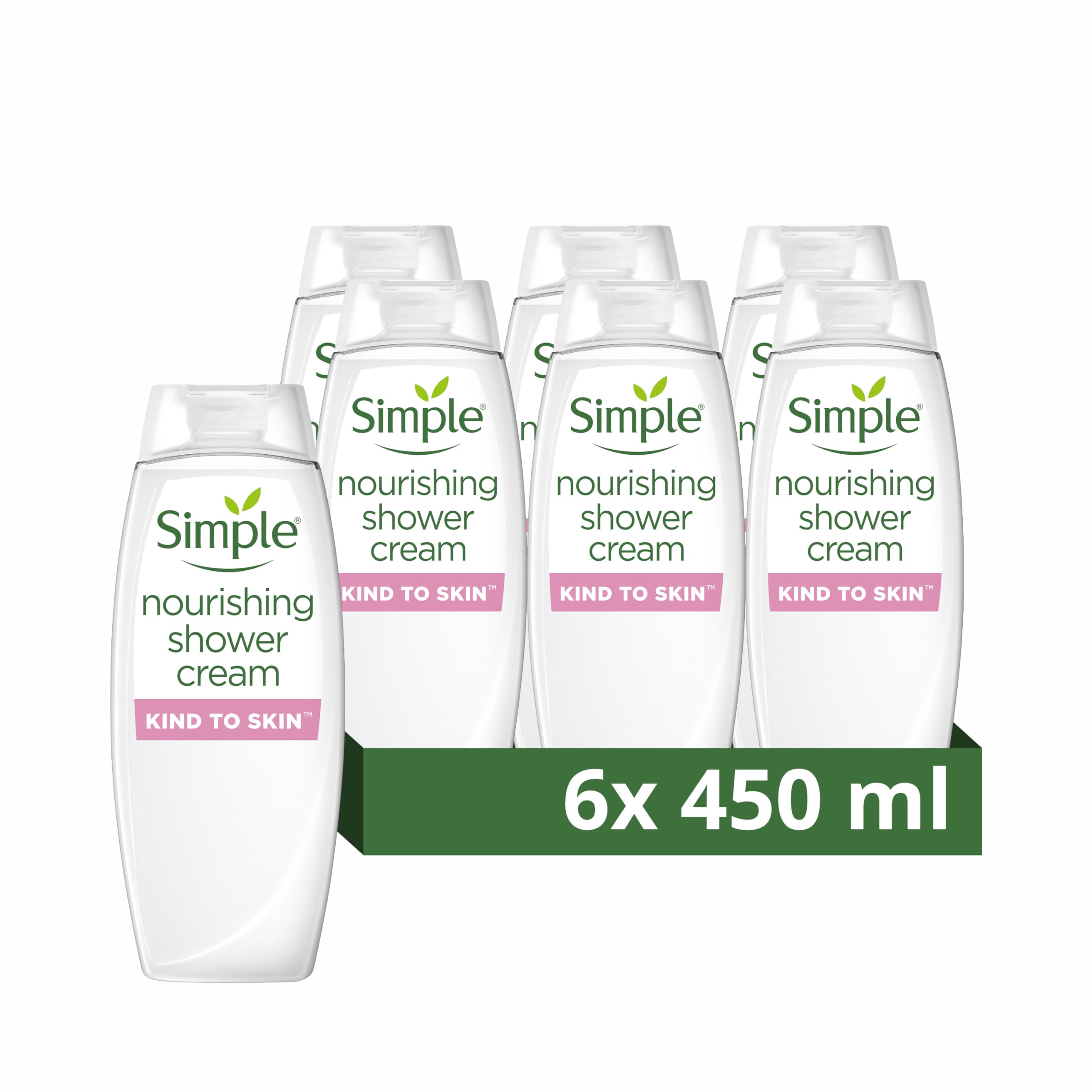 Simple Kind to Skin Nourishing Body Wash Shower Gel with vitamins and natural geranium oil for gentle skin care 450 ml, Pack of 6Simple Kind to Skin Nourishing Body Wash Sh…