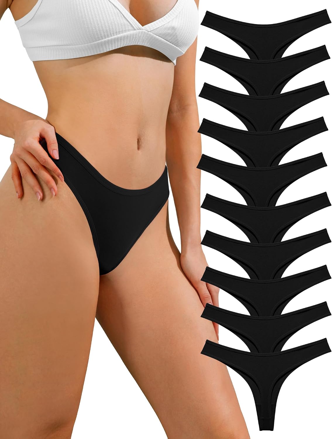 DUKAWA Cotton Underwear Women Thongs Tagless Soft Ladies 10 Pack Panties