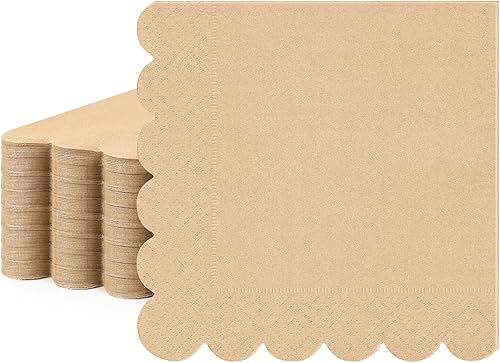Fuutreo 100 Piezas Servilletas de Cóctel Festoneadas Papel Grueso Servilletas Desechables para Fiestas Servilletas de Bebidas para Boda Cena