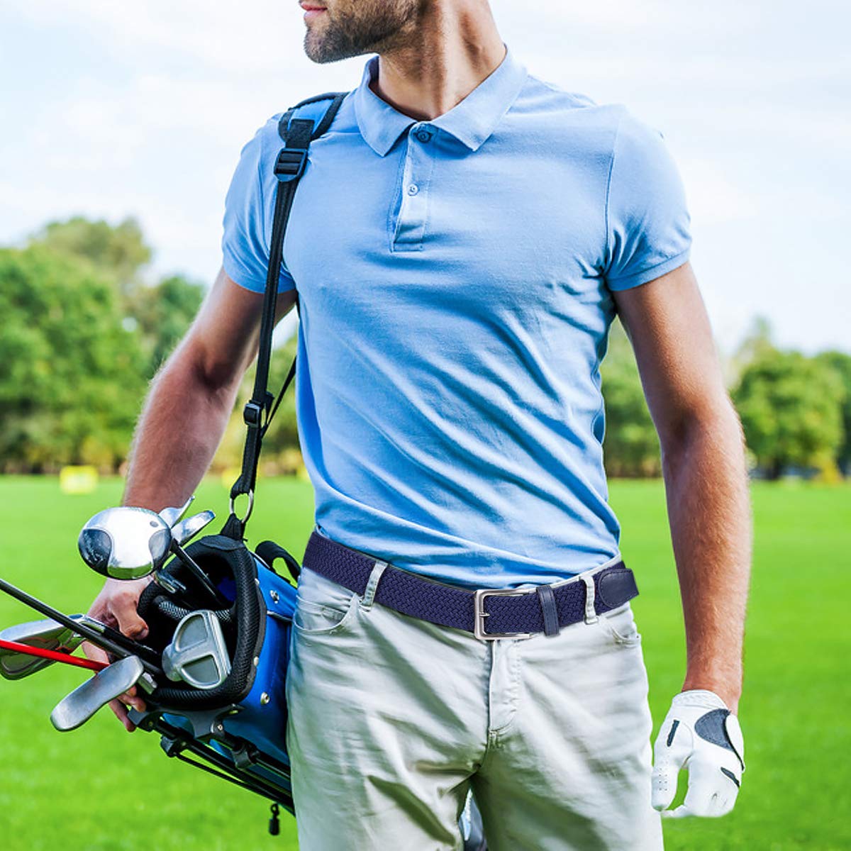 VONMELLI Cintura Elastica Uomo Intrecciata Cintura Uomo in Tessuto Cintura Elasticizzata Regolabile per Uomo e Donna Casual Cinture Da Uomo Vintage Cintura Da Golf per Jeans