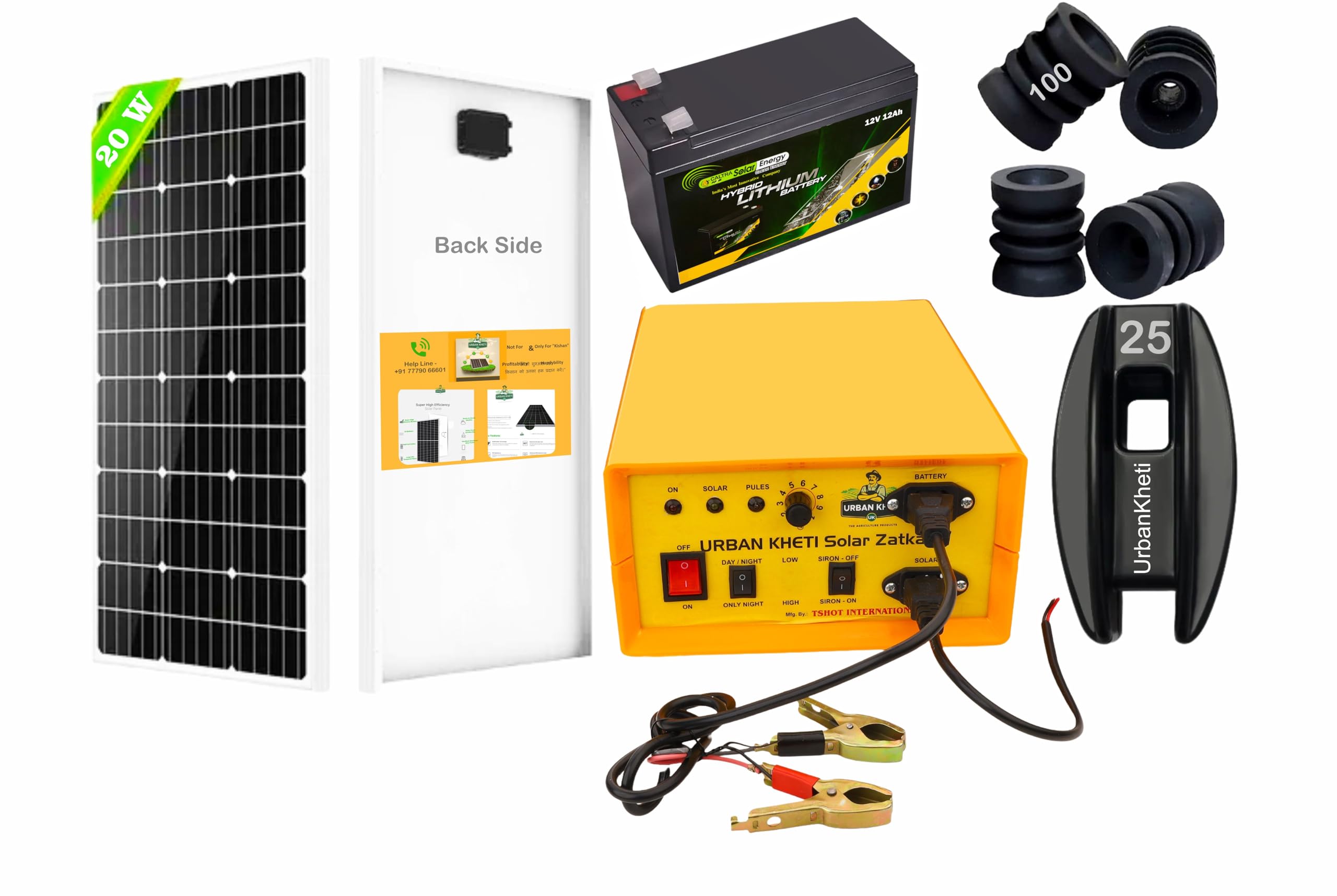 UrbanKheti Solar Zatka Machine Full Kit (25 Acer-50-70 Vigha) Solar Fence Energizer for Agriculture Farms with Acid Dry 12V12ah Battery “20W Solar Panel (25 Corner & 100 Reel Insulator) (B0CJ8TZ6Z5) Amazon Price History, Amazon Price Tracker