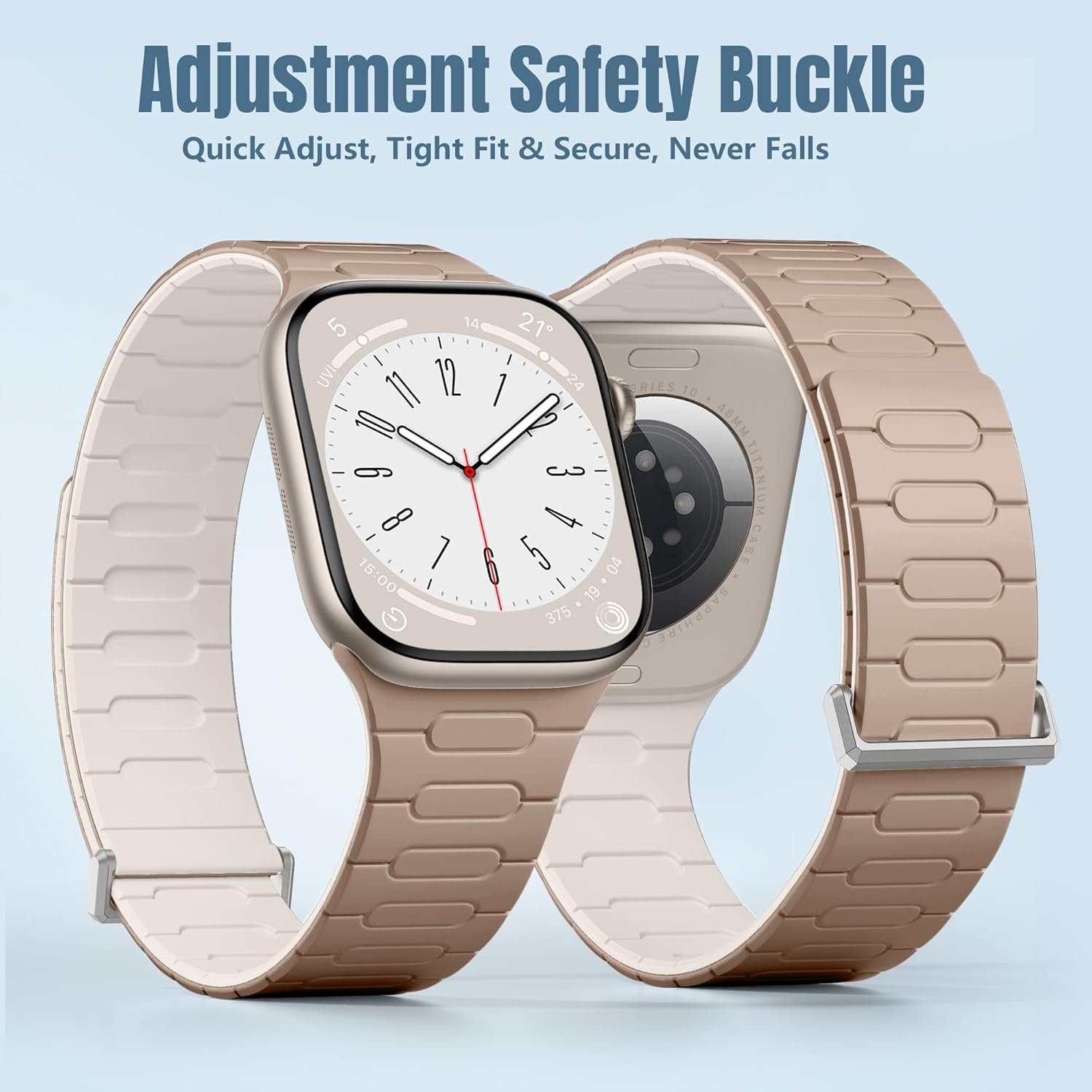 Easuny Magnetic Silicone Band Compatible with Apple Watch Bands for Women 40mm 41mm 42mm 38mm 44mm 45mm 46mm 49mm Men, Sport Waterproof Security Strap for iWatch Series 11 SE 3 2 10 9 8 7 6 5 4 Ultra - Image 5