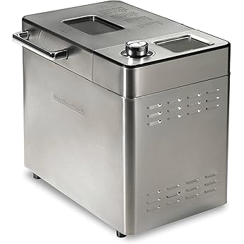Hamilton Beach Premium Dough & Bread Maker Machine with Auto Fruit and Nut Dispenser, 2 lb. Loaf Capacity, 14 Programmable Settings Including Gluten Free, Stainless Steel (29888)