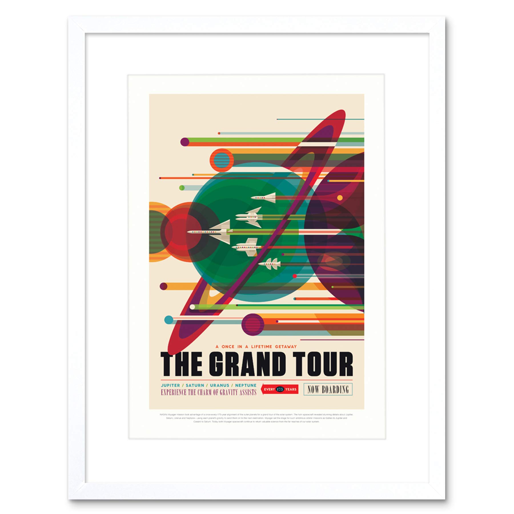 Wee Blue Coo Nasa Space Travel Advert Grand Tour Artwork Framed Wall Art Print 12X16 Inch