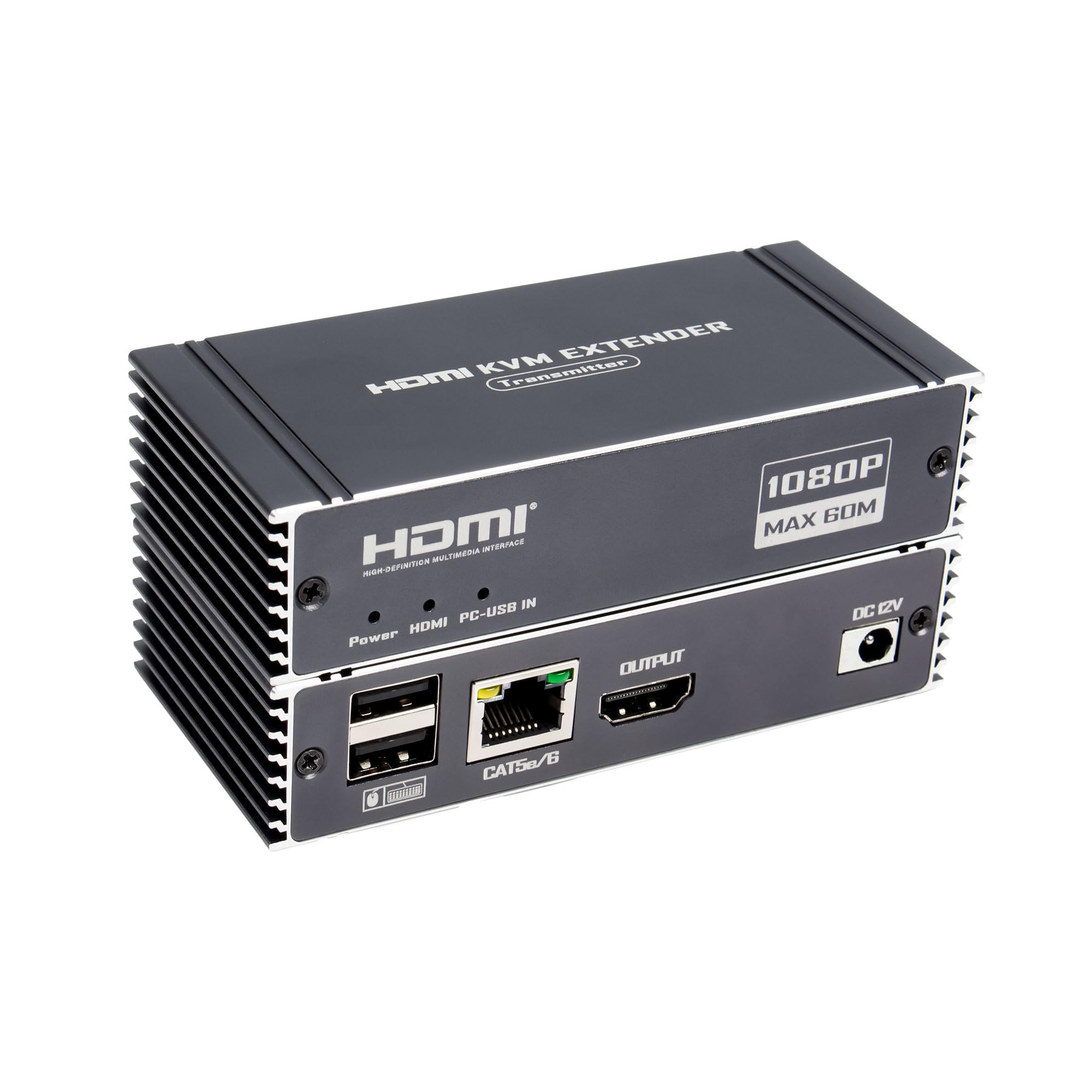 60M HDMI KVM Extender?HDMI Extender with USB KVM Control RJ45 60m Over Over Cat5e/Cat6 POC with Loop Support USB Keyboard Mouse for PC Computer