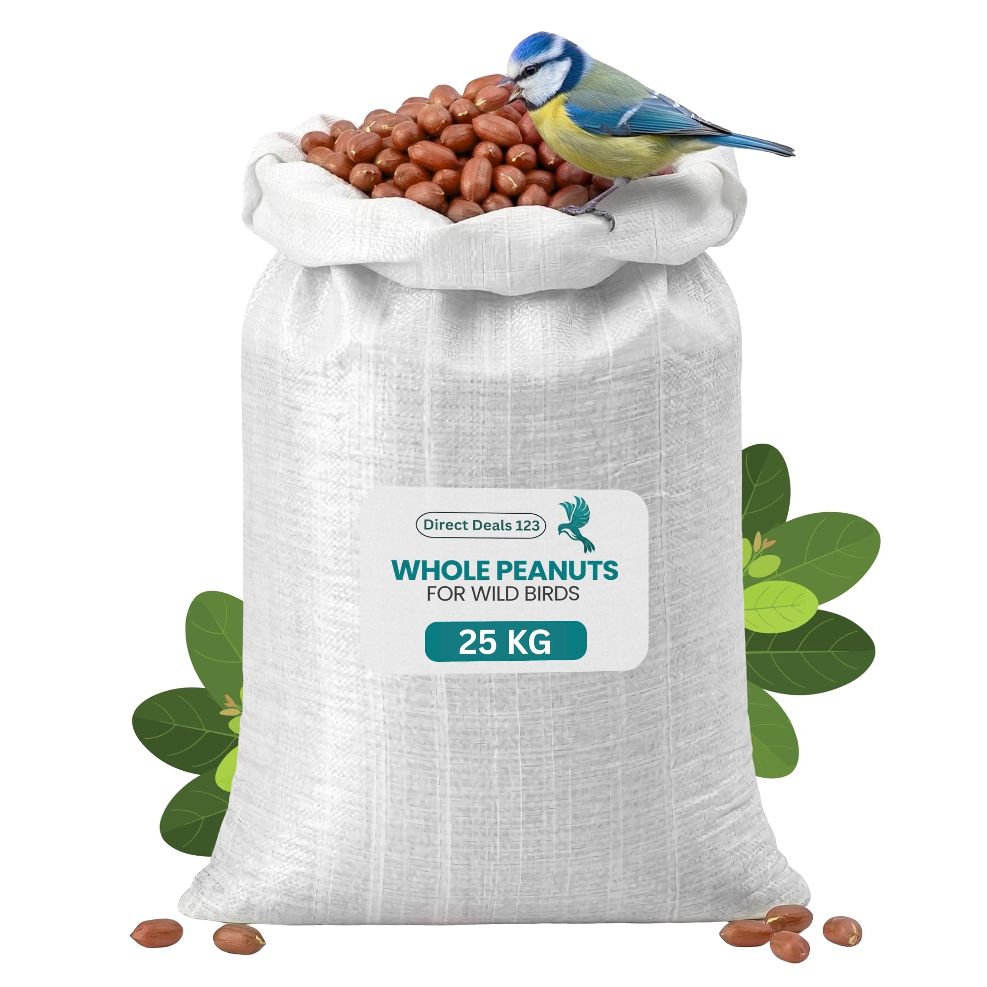 (25 KG) Whole Peanuts for Wild Birds Food, 100% Natural Ingredients High Energy Nuts for Garden Birds,No Additives, All Season Feeding, Healthy and Protein Rich Peanuts for Outdoor Feed