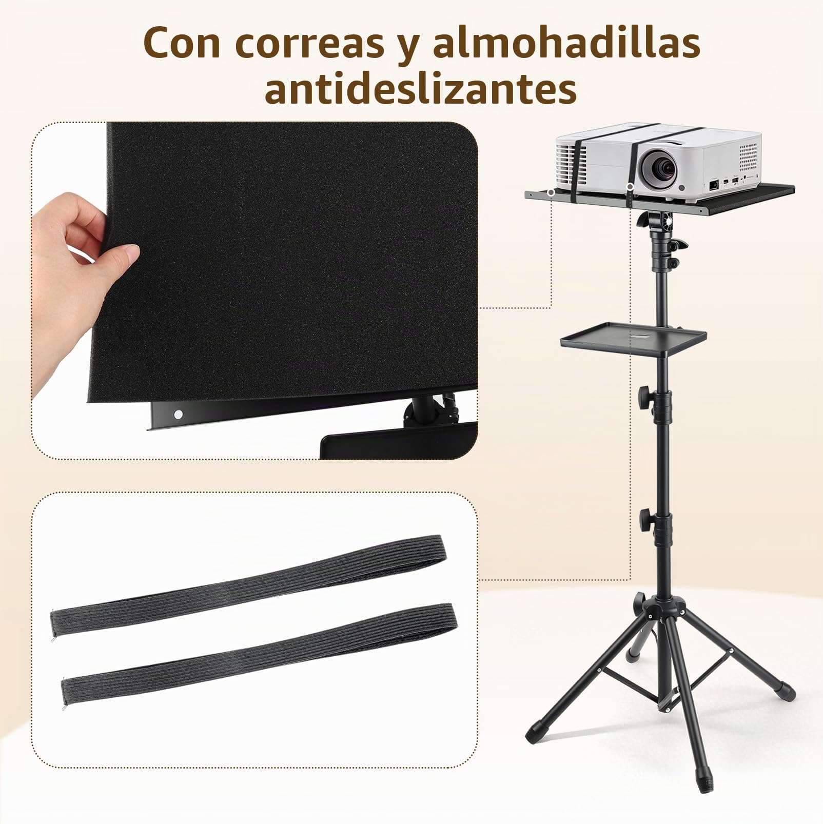 Soporte Proyector Doble Bandeja Altura Ajustable 70-135 cm 10 kg Trípode