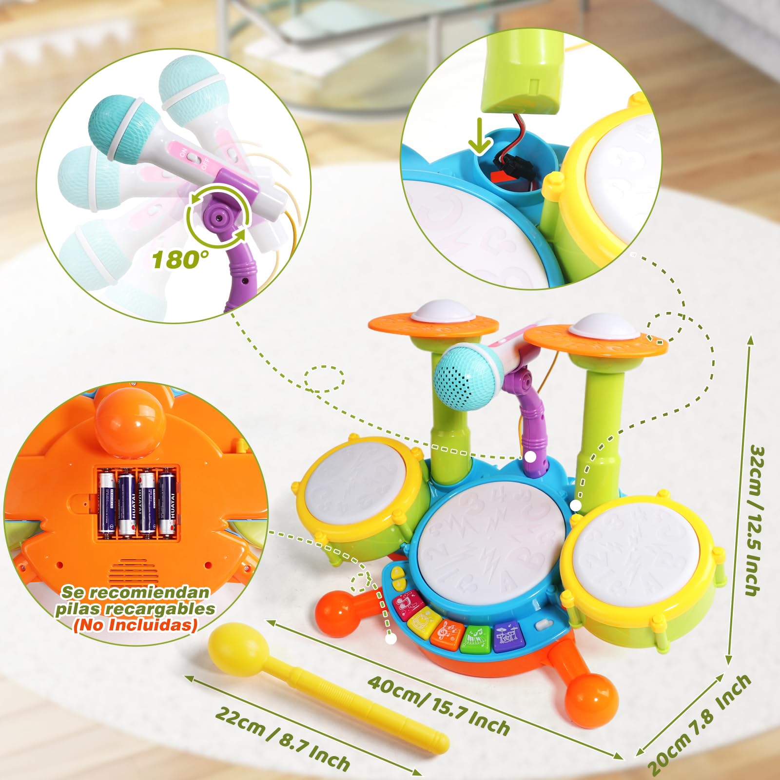 Juguetes Niños 1 Año - Bateria Ideas Regalo Niño 1 2 Año Tambor Infantil Instrumentos Musicales Juguetes Bebe 1 2 Años Ideas Regalo 1 Año Niños Niñas