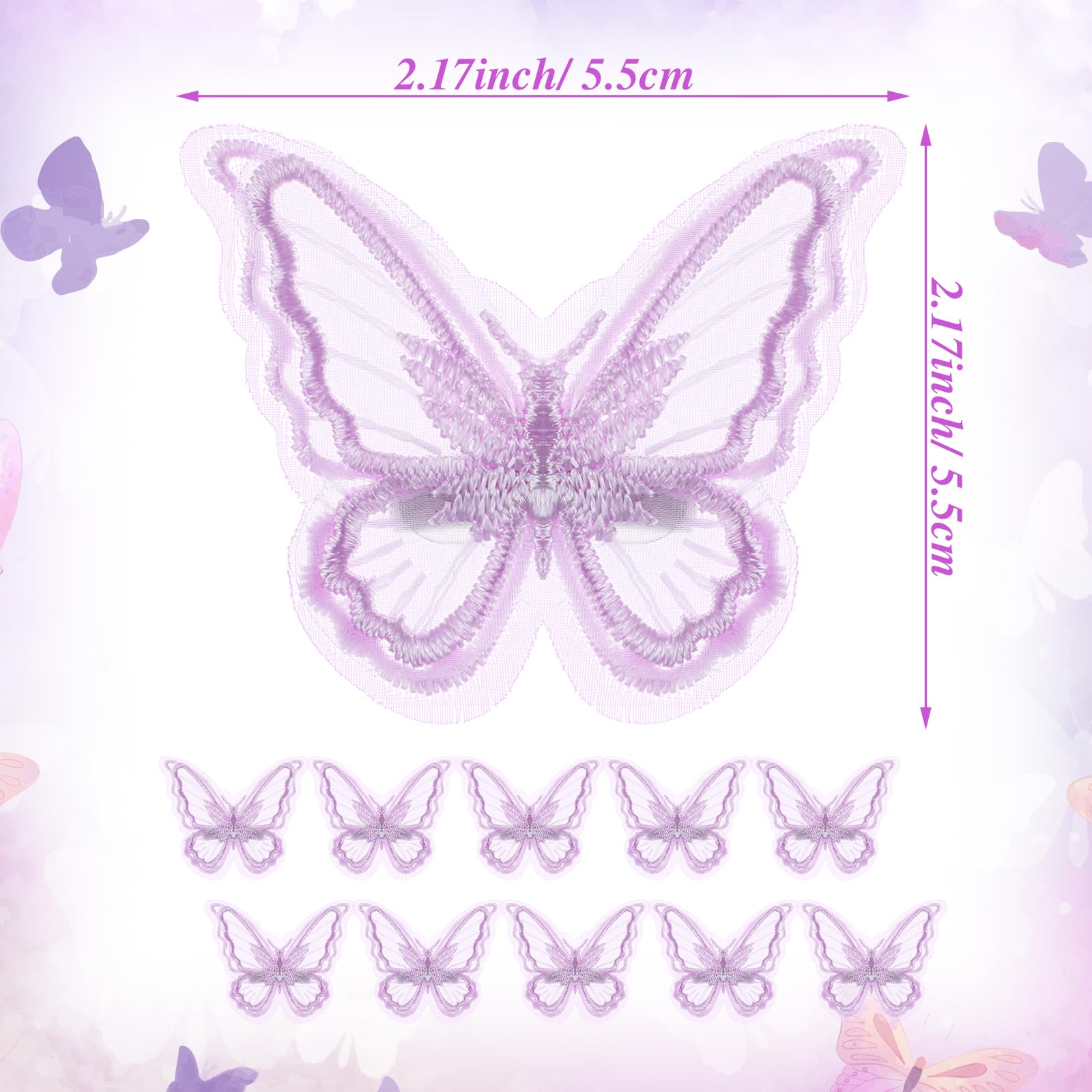Dimeho 10 Stück Schmetterling Haarklammer, Süße Haarnadel aus Spitze, Mini Haarspangen, Butterfly Hair Clips, Haarstyling Accessoires für Party Festival (Lila)
