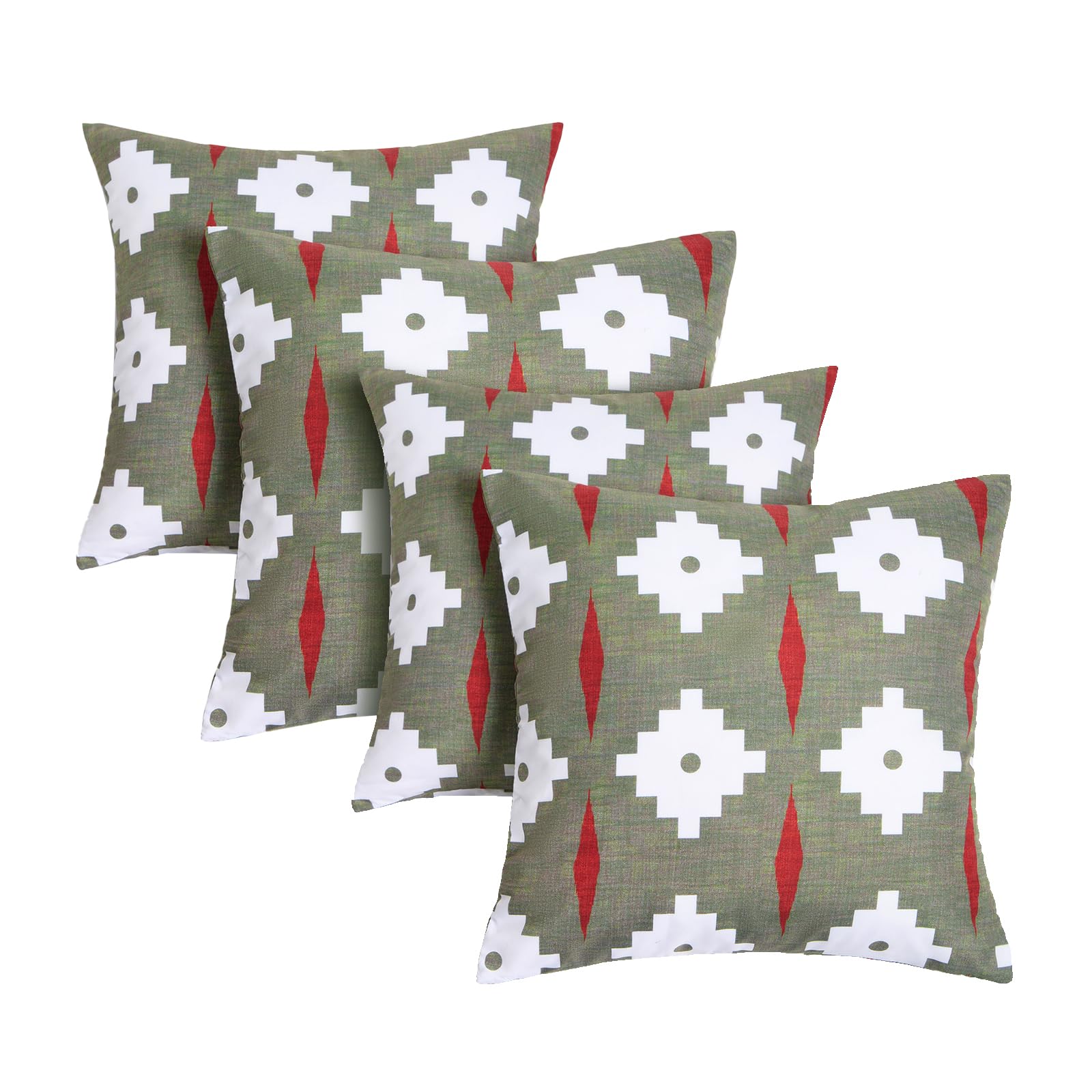 Ohs Olive - Geometric Geometric Outdoor Cushions Waterproof Decorative Cushion Covers 45 X 45 Set Of 4 Super Soft Patio Garden Cushions Home Decor Throw Pillow Covers With Invisible Zipper, Olive