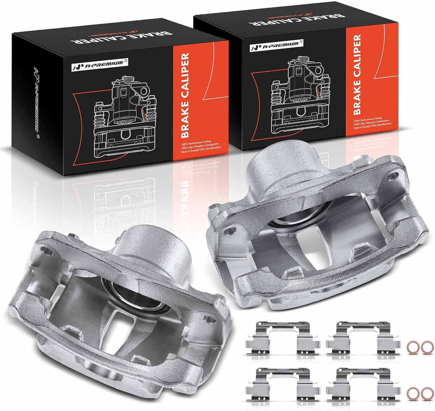 A-Premium Disc Brake Caliper Assembly with Bracket Compatible with Select Toyota Models - Camry 2002 2003 2004 2005 2006, L4 2.4L, V6 3.0L - Front Driver and Passenger Side, 2-PC Set