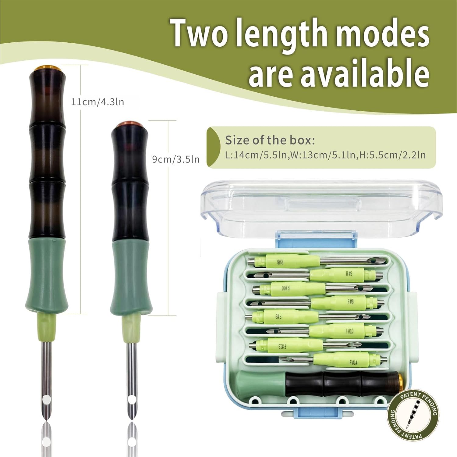 Punch Needle Tool Kit - Ergonomic Handle, 8 Interchangeable Needles (5mm/3.5mm), Storage Box & Essential Accessories |Ideal Gift