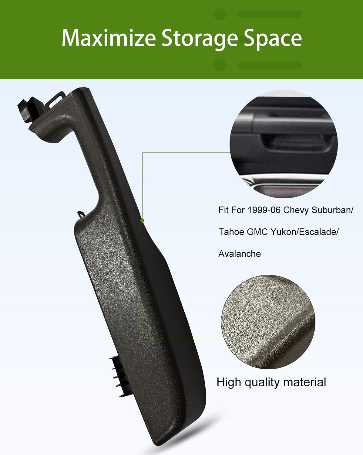 umishi front left driver door armrest handle replacement for chevy suburban/tahoe gmc yukon/escalade/avalanche 1999-06 replaces 88981547 15703701 (dark grey) dark grey(left driver side)