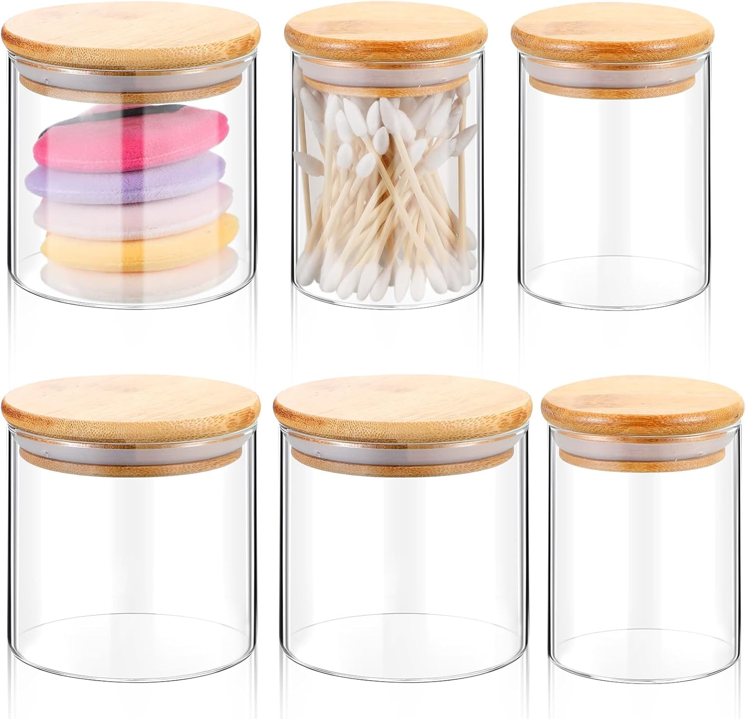 Amazon.com: 6 Pack Glass Cotton Ball Holder Bathroom Clear Glass with ...