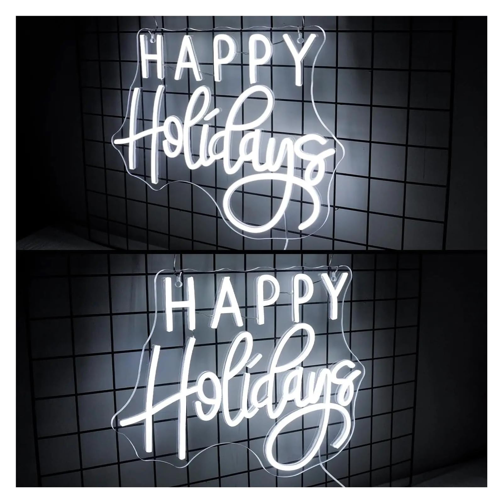 XENITE Luces Art Decoration Christmas Letrero De Neón Happy Holidays Con Atenuación USB Para Fiestas, Ventanas, Dormitorios, Salas De Estar, Bares, Decoración Del Hogar, 38x29cm