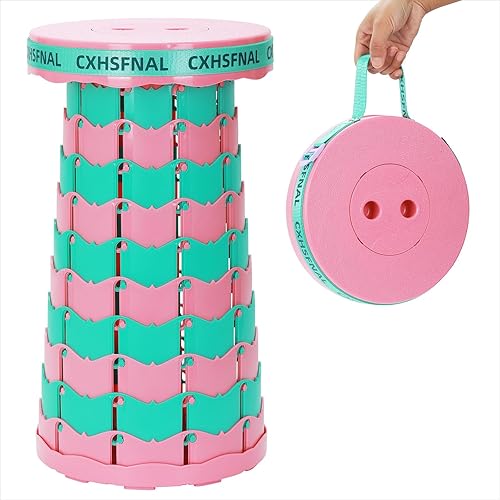 Taburete plegable portátil  Taburetes plegables ajustables para adultos, asiento plegable retráctil con capacidad de carga de 400 libras para