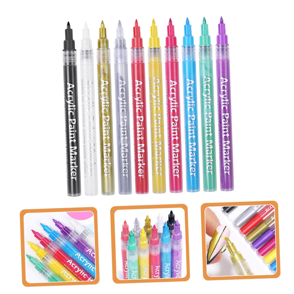 Healeved Bolígrafos y Superficie Lisa 10piezas para Pintar Uñas Agarre Cómodo para Decoración de Manicura en Casa y Salón Profesional
