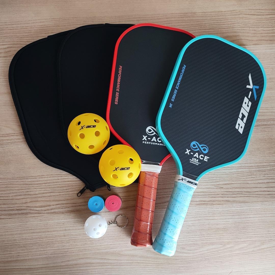 Amazon.co.jp: 2個セット ピックルボール パドル X-ace 生カーボン
