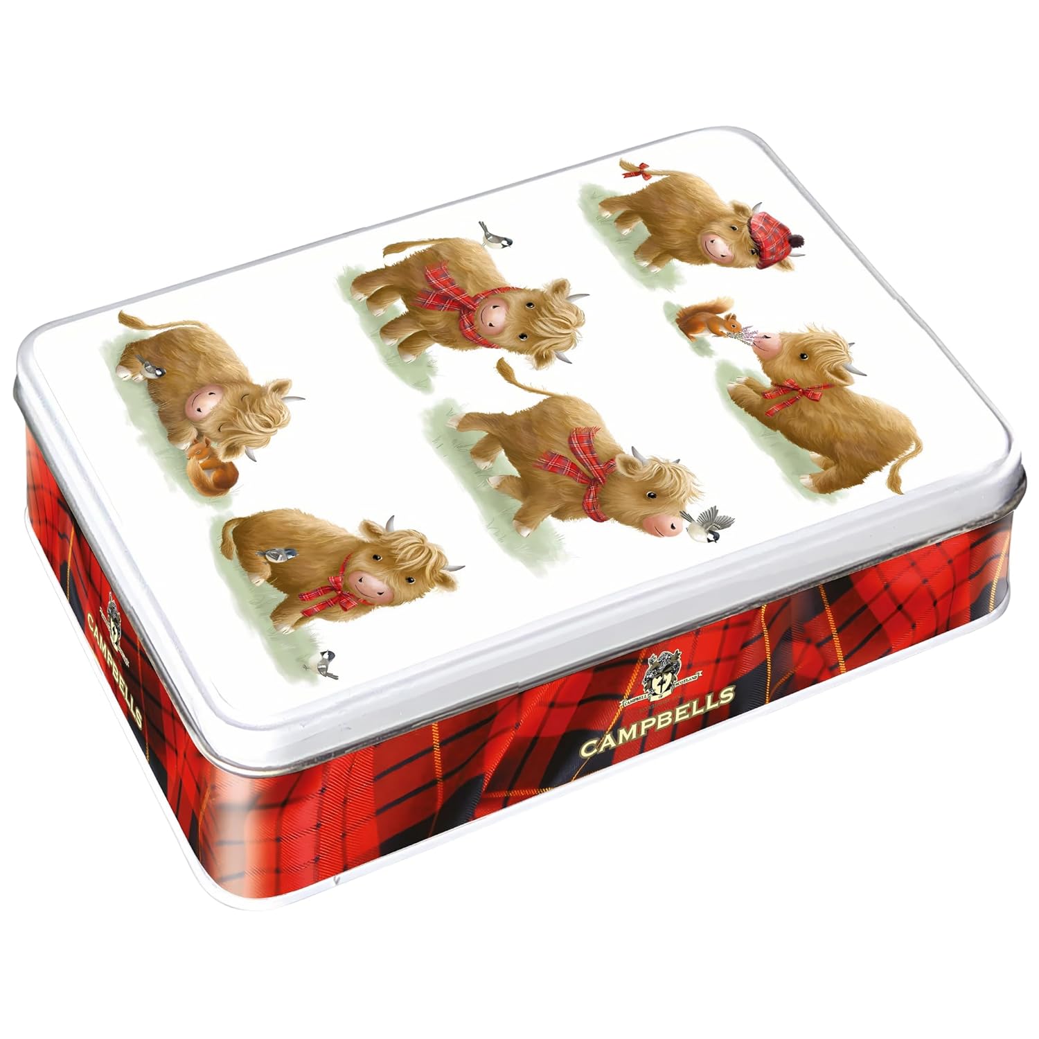 Campbells Shortbread Cute Highland Cow Assorted Cookies Tin 5.3 Oz (150g) - Pure Butter Scottish Shortbread Cookies from Scotland, British Tea Biscuits & Snacks, Cookie Assortment Gift Tin