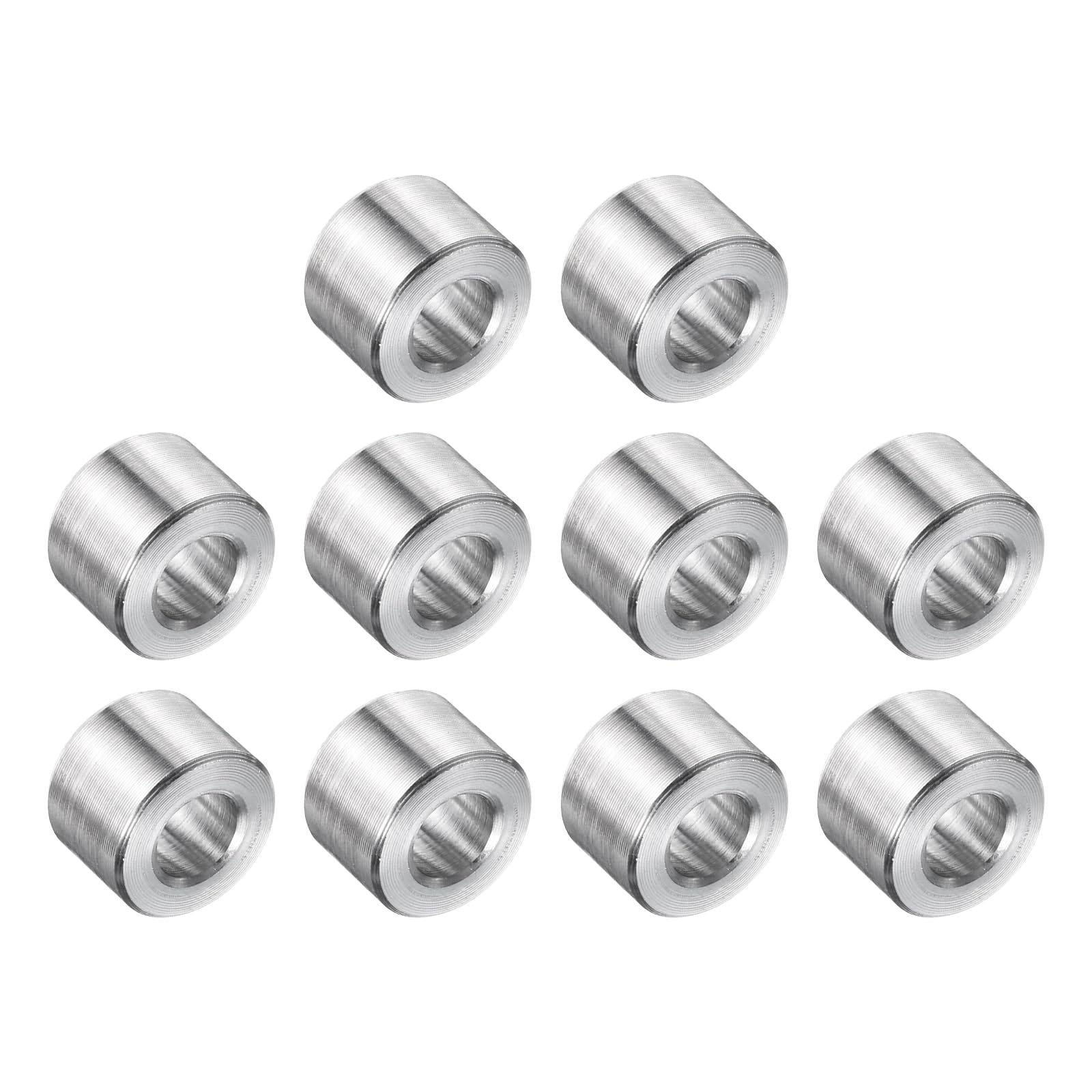 uxcell 10 Pcs Stainless Steel Spacers, 1/4" Bore x 7/16" OD x 3/8" Length Screw Bushing Plain Finish Round Metal Spacer for 1/4" Screws Bolts and Rods