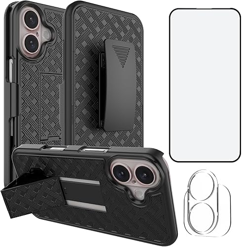 Miniatura 72 de Ailiber Funda compatible con iPhone 15 Pro Max, funda para iPhone 15 Pro Max con lente de cámara y protector de pantalla, soporte giratorio