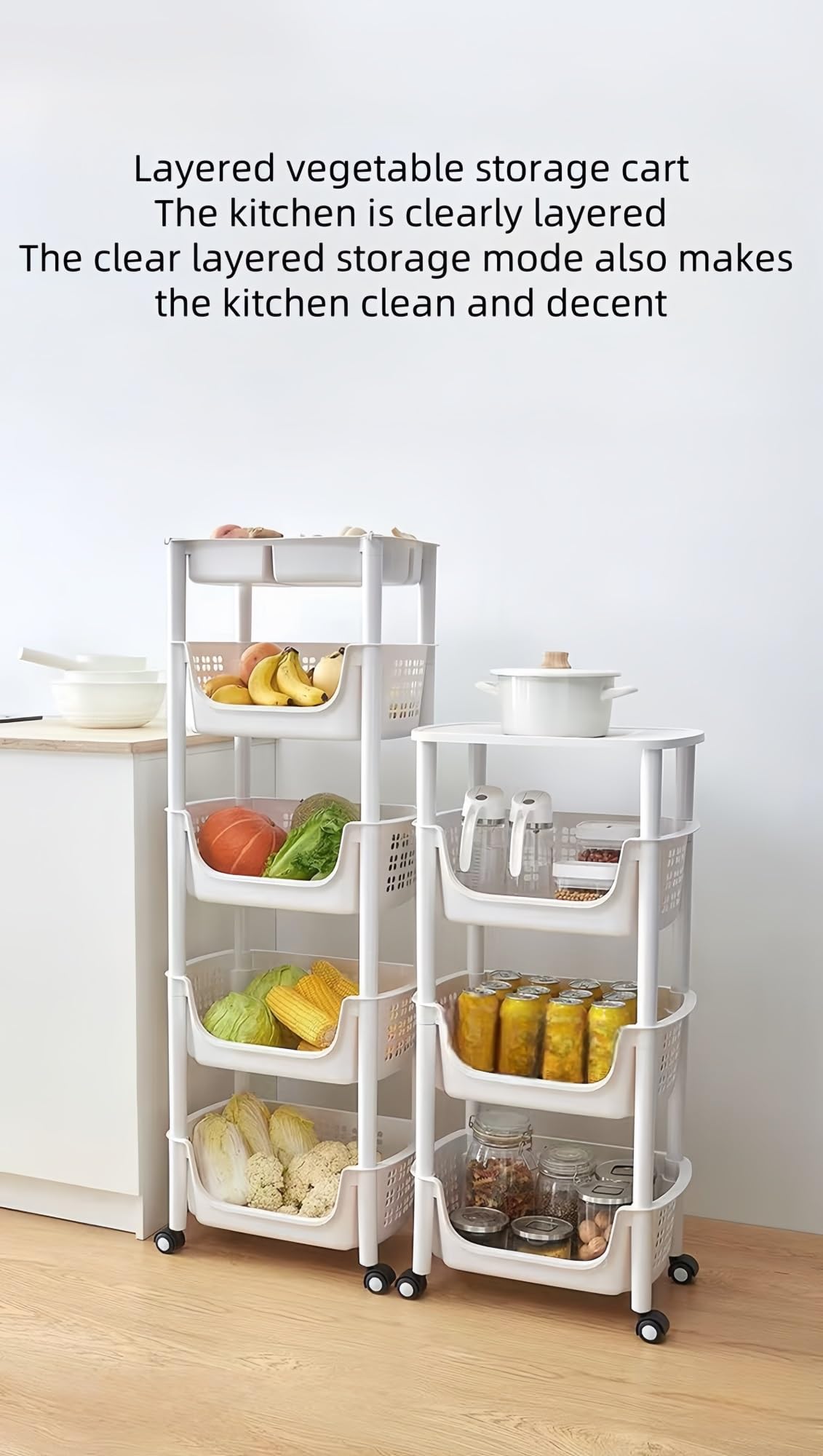 Stojak do przechowywania do kuchni, praktyczny organizer na warzywa, spiżarnię, łazienkę, wszechstronne rozwiązanie do przechowywania (40 x 26,5 x 95 cm)