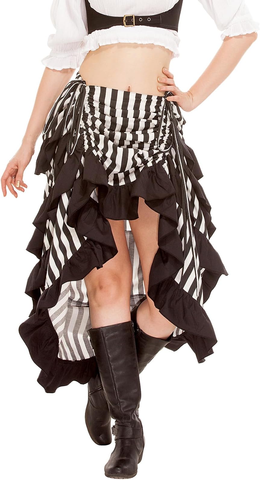 Steampunk Victorian Cosplay Costume Womens High-Low Show Girl Skirt