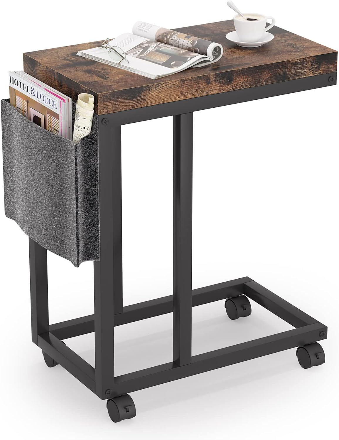 Tribesigns Sofa Snack Side Table, Mobile C Shaped End Table