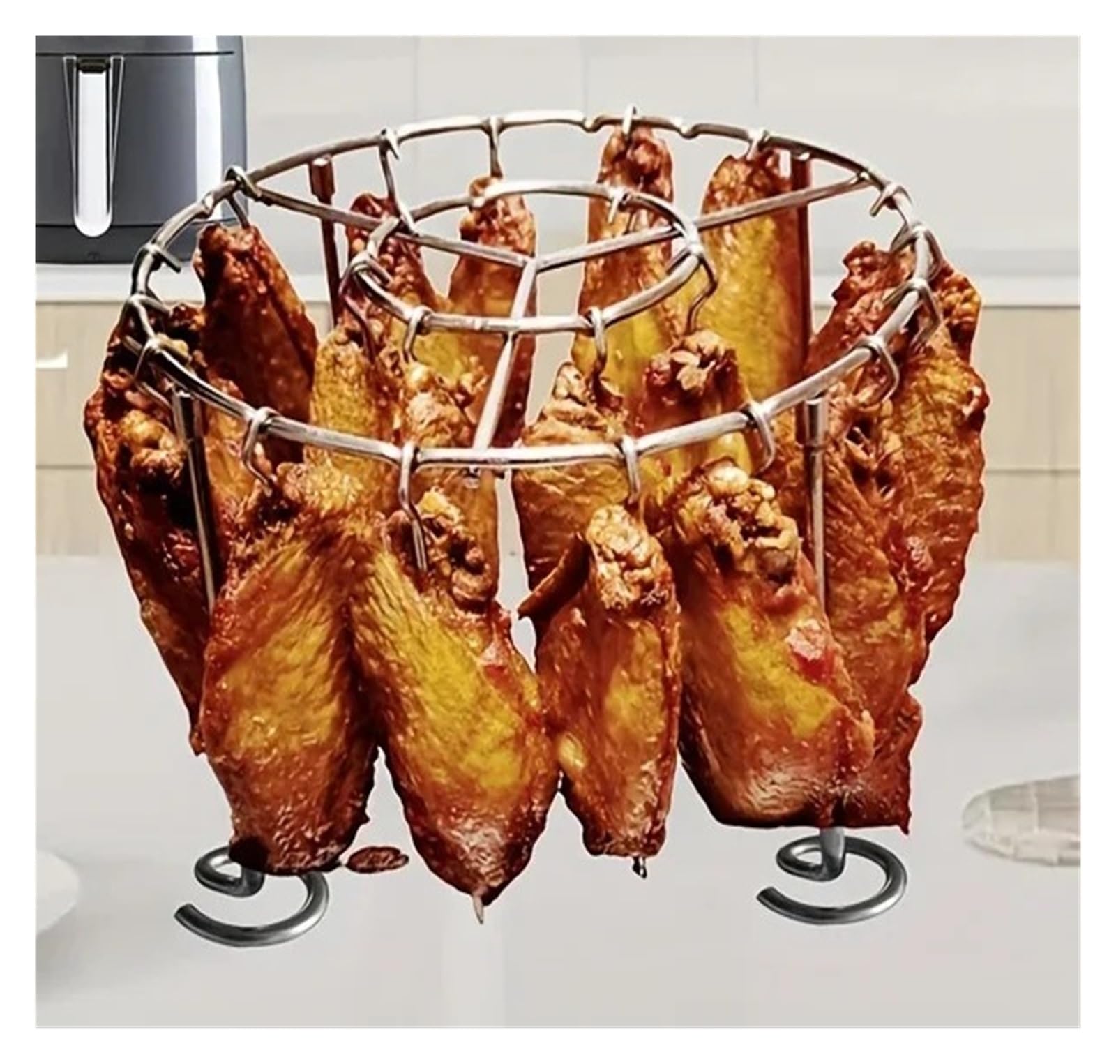 Genérico Parrilla Vertical de Acero Inoxidable for freidora de Aire | 23 brochetas, for 3,2-5,5 cuartos, multiusos, duraderas