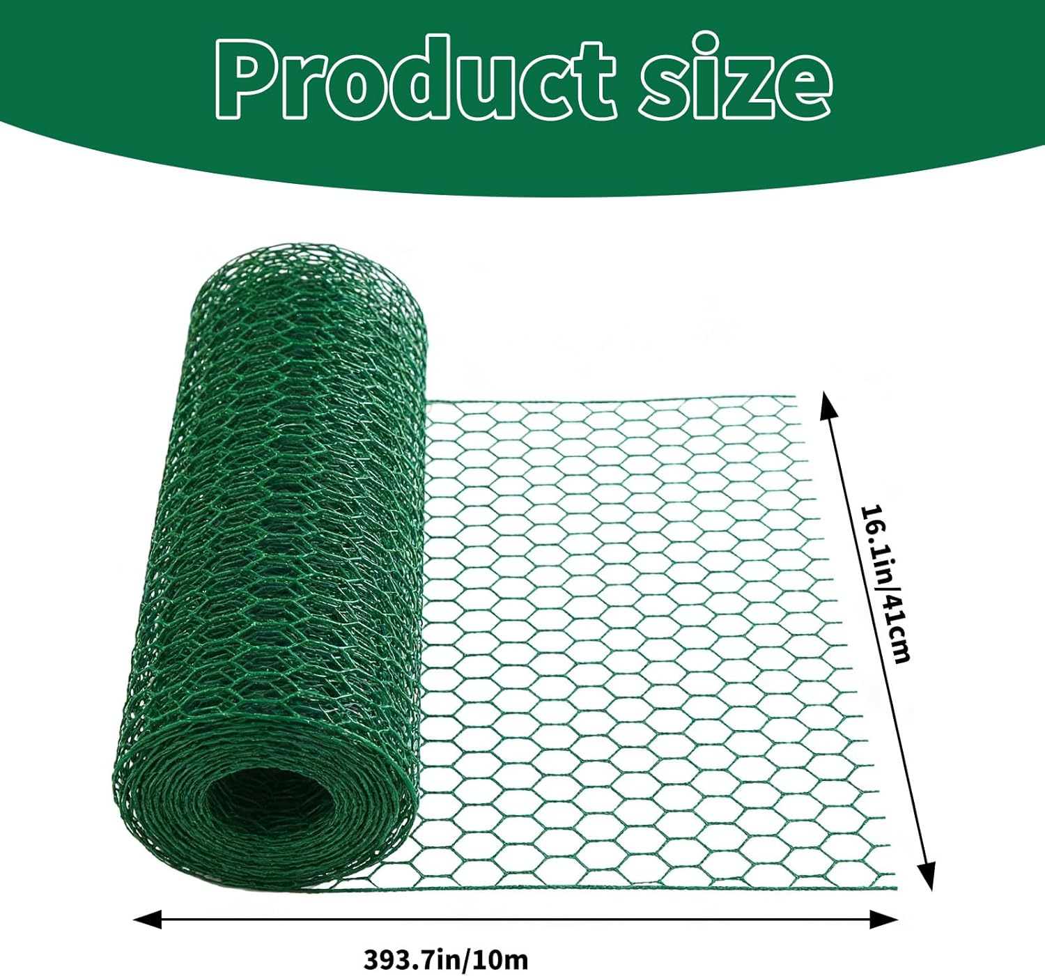 33 ft x 15.7 in Garden Netting Kit with Zip Ties - Plant Protector from Animals, Durable Mesh Garden Fence Animal Barrier for Protecting Fruit Trees Vegetables Flowers from Birds Rabbits & Squirrels