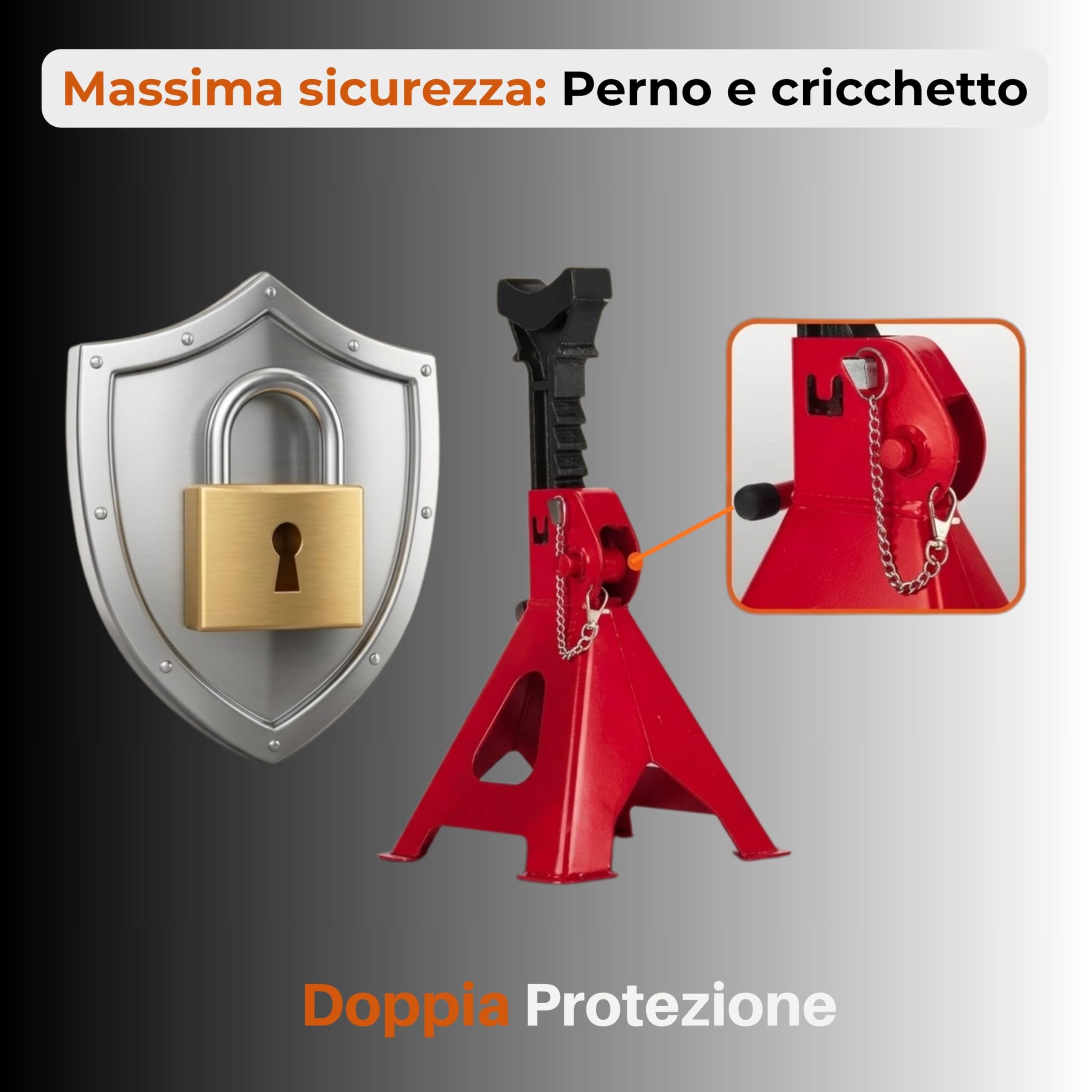 Yasta 2X Coppia Cavalletti Auto E Moto 3 Tonnellate Cambio Gomme | Sollevamento Veicoli, Doppio Blocco Perno Di Sicurezza, Altezza Regolabile 9 Livelli, Per SUV Furgoni Officina