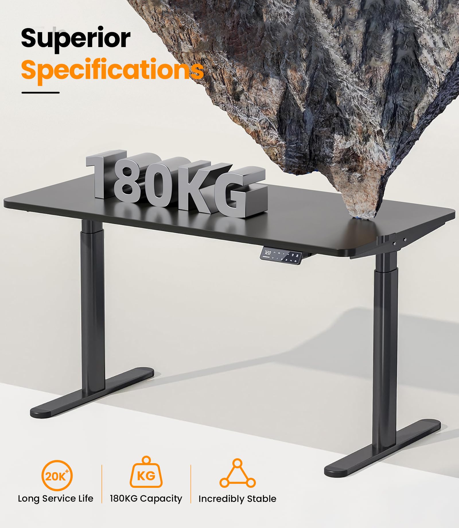 MAIDeSITe EL2 Pro Art Marco de Escritorio Elevable Eléctrico Pluscon Diseño de Pata Ovalada, Mesa Elevable Escritorio de Doble Motor Capacidad de Carga de 180 kg, 4 Control de Memoria