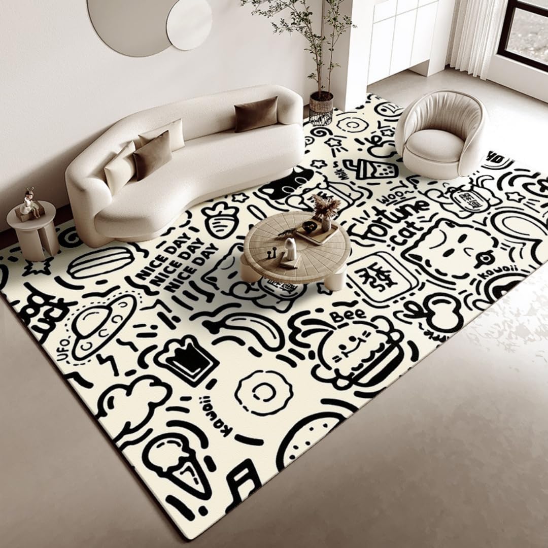 Tapis de salon lavable et antidérapant résistant aux taches de 100x200 cm