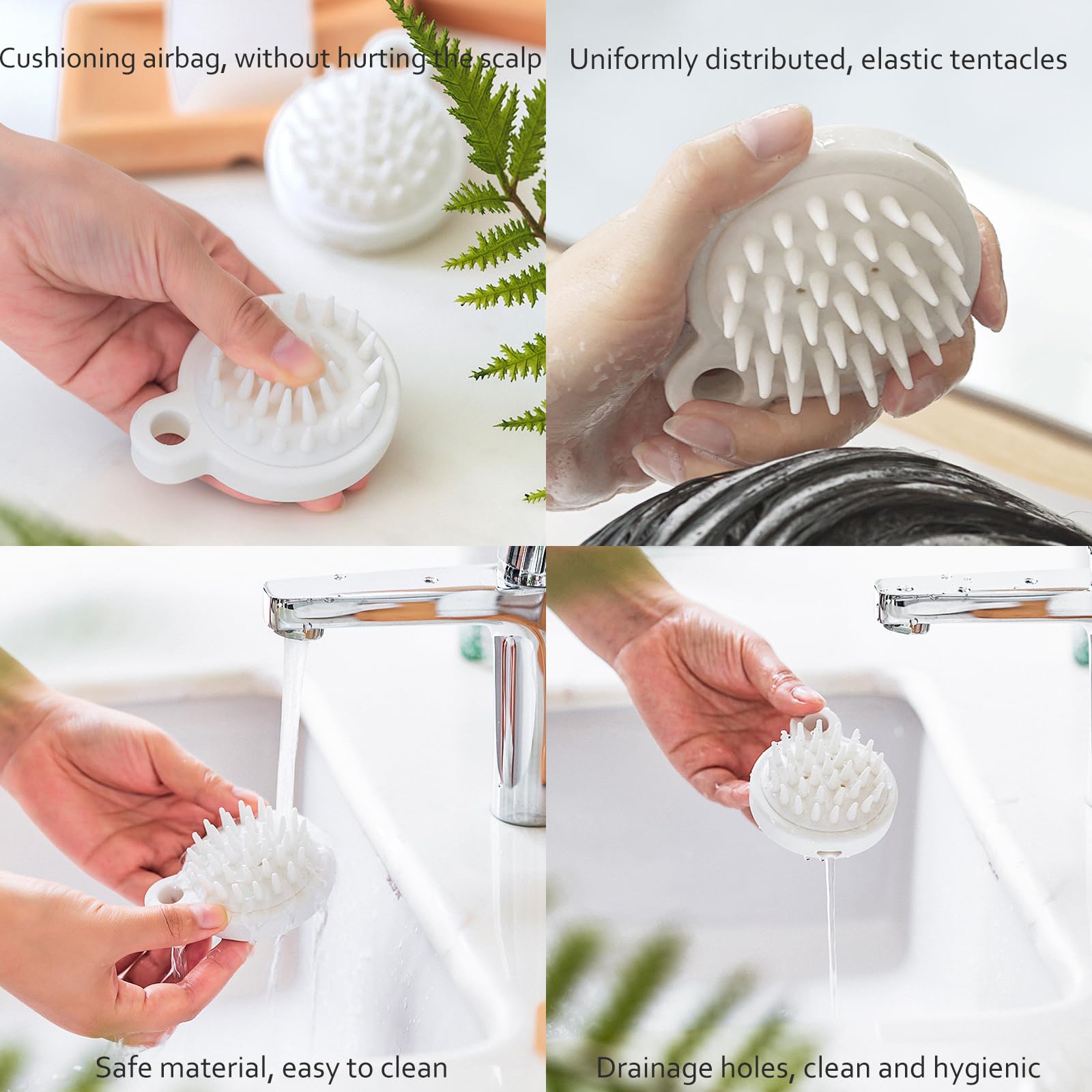 2 Stück Duschbürste für Rücken, 35,6 cm Körperbürste mit langem Griff, Rückenschrubber, weiche Borsten, Duschbürste für Männer und Frauen, Badeschrubber mit Kopfhautmassagegerät, Shampoo-Bürste und