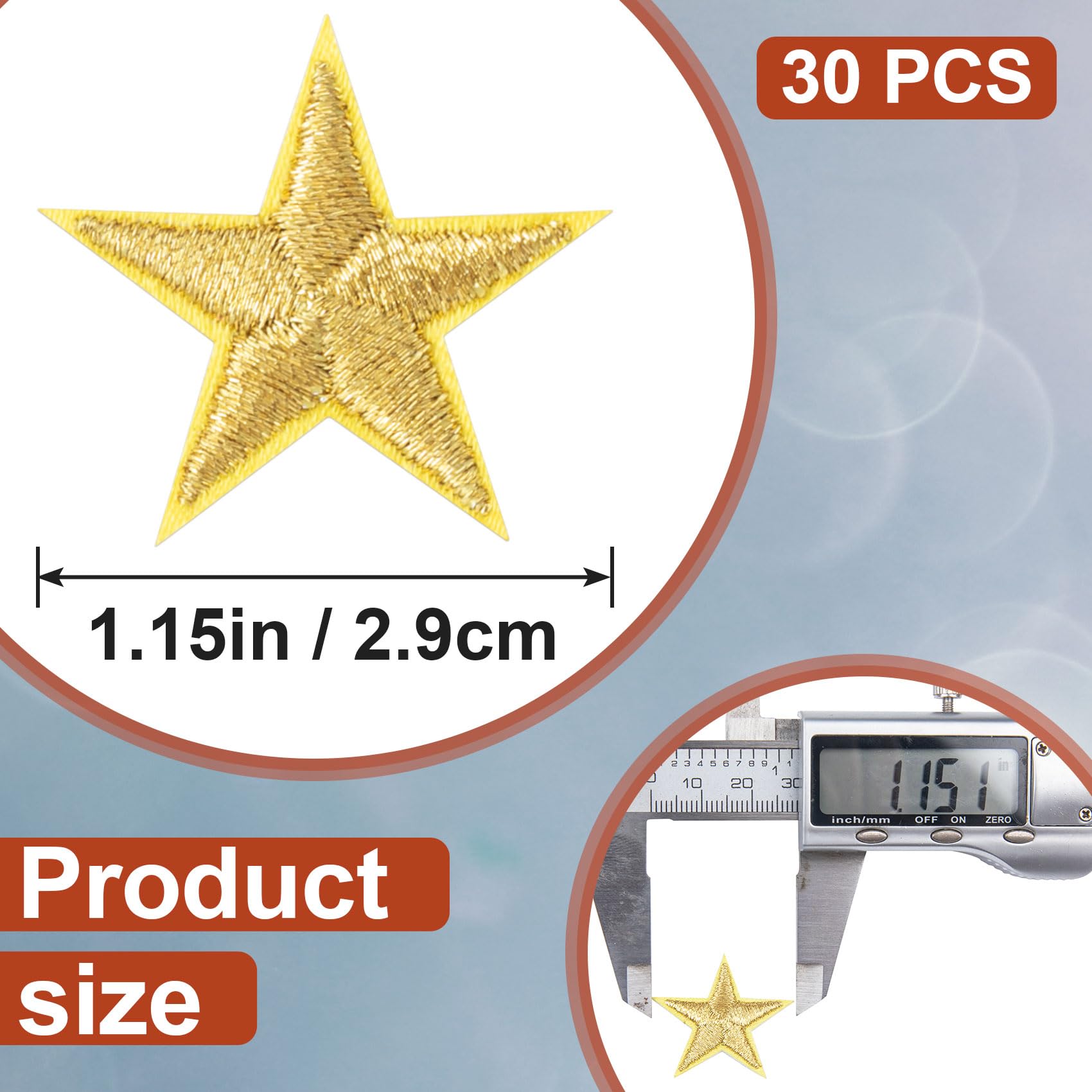 1 Inch Star Embellishments 30-Piece Star Iron-On Patches - 1 Inch ...