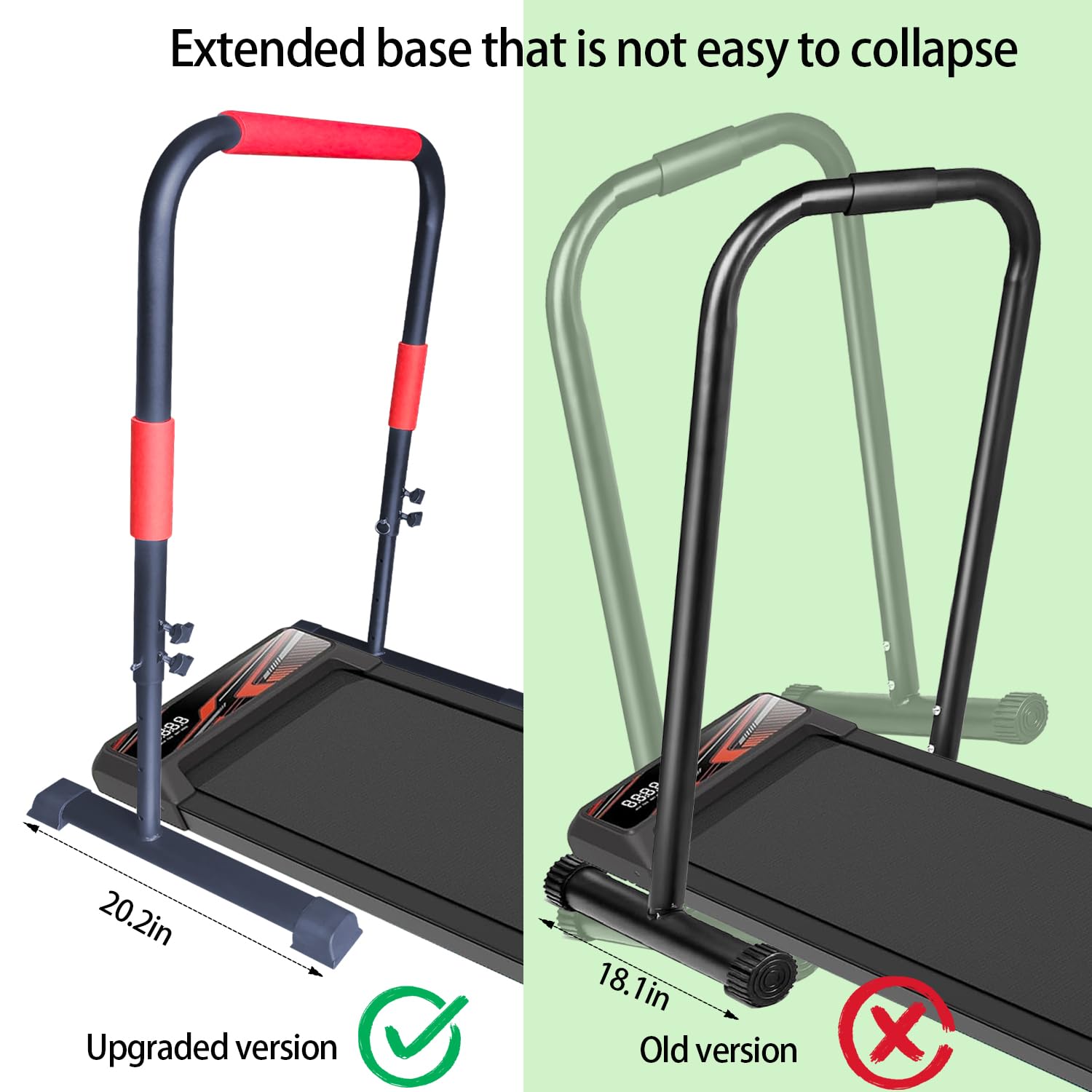 Manillar ajustable solo para almohadilla de caminar, ajuste universal de 23 pulgadas de ancho, altura máxima de 43 pulgadas, accesorio de soporte resistente (negro y verde)