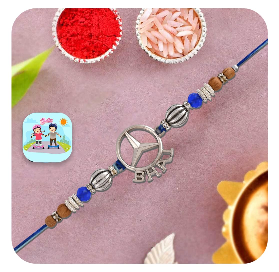 CraftVatika Rakhi for Brother Boy Men, Rakhi Set of 1, Premium Peacock Rakhis for Rakshabandhan, Rakshabandhan Gift for Brother Boy Men Bhaiya with Best Wishes Card and Tilak Set
