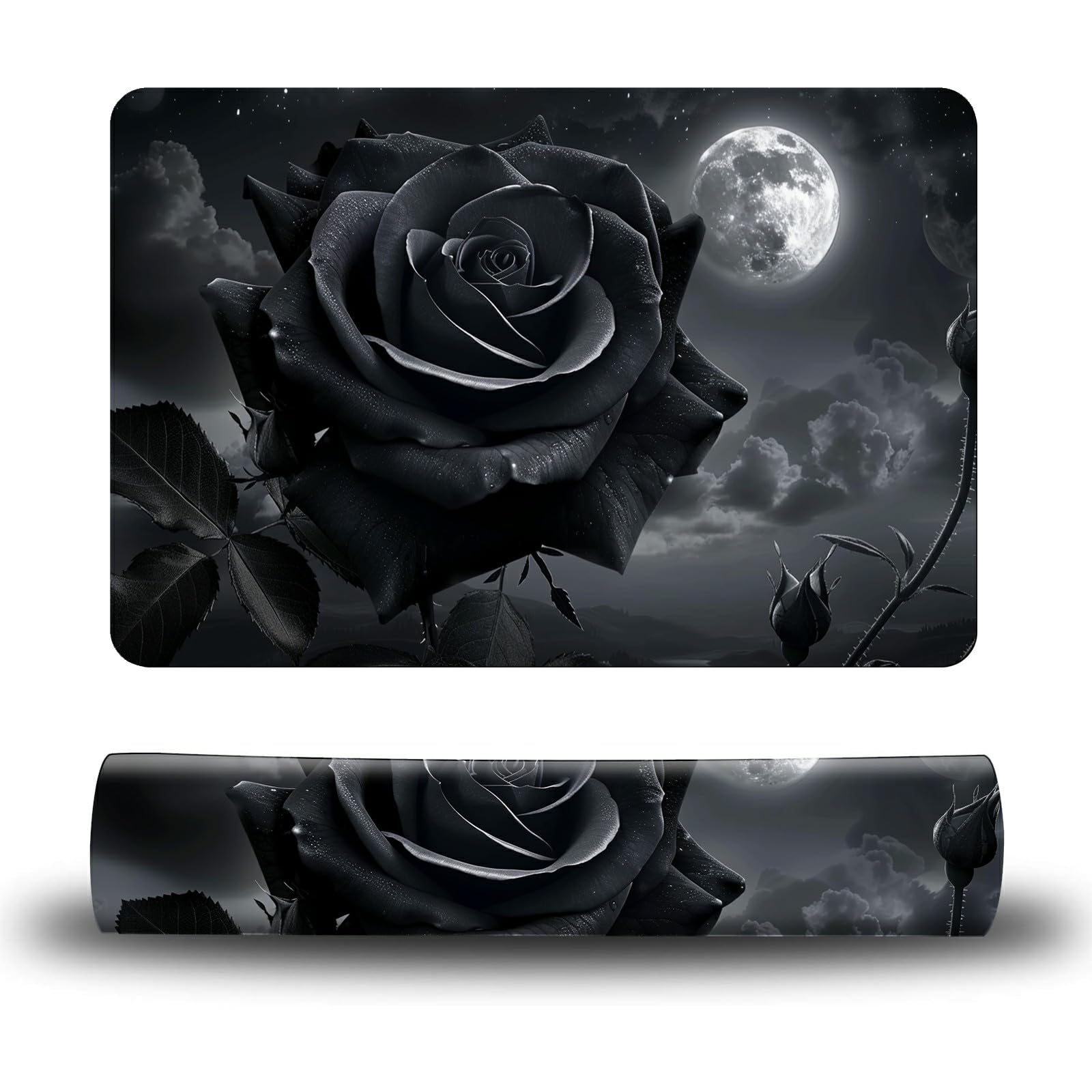 Dikoer Dog Food Mat, 15.7" x 23.6" Absorbent Pet Feeding Mat for Food and Water, Waterproof Diatom Mud Pet Placemat with Non-Slip Rubber Backing, Easy Clean Cat Bowl Mat for Floors - Gray Roses